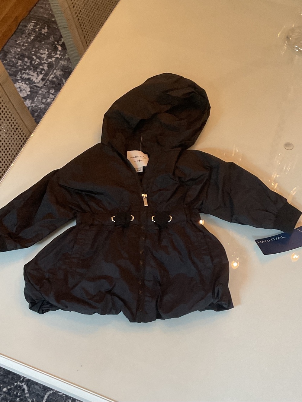 Habitual Girls' Black Hooded Windbreaker Jacket